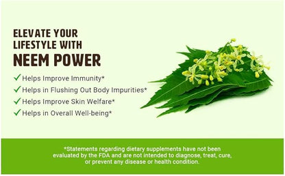 Neem Triple Complex - High-Potency Azadirachta Indica Capsules, Neem Leaves, Bark, Flowers in Ratio (80:10:10) - 180 Capsules, 90 Serving, 1000 Mg per Serving. Pack of 1.