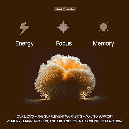 Organic Lions Mane Capsules - Lions Mane Supplement with Reishi, and Cordyceps - Immune Health & Cognitive Supplement for Adults (90 Veggie Capsules)