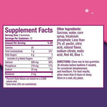 Pepto PM Gummies with Melatonin for Sleep Support, Fast and Effective Digestive Relief from Heartburn, Indigestion, Upset Stomach and Sleeplessness - Berry Flavor, 24 Ct (Pack of 3)