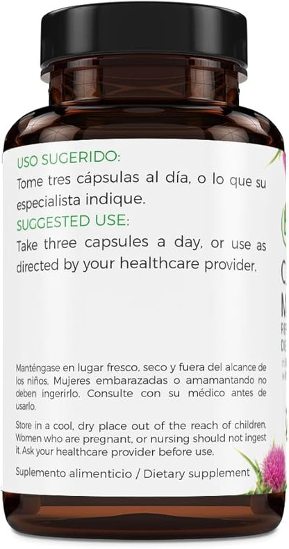 Cardo Mariano reforzado con diente Leon (Milk Thistle Reinforced with Milk Thistle) 90 Vegetable Capsule 1500 mg per Serving, Root Liver Health Support, Antioxidant Support, 100% Natural, Made in USA
