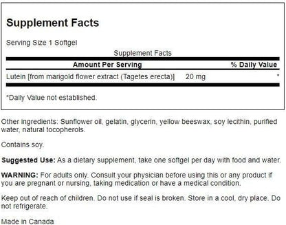 Swanson Lutein 20 Milligrams 120 Sgels