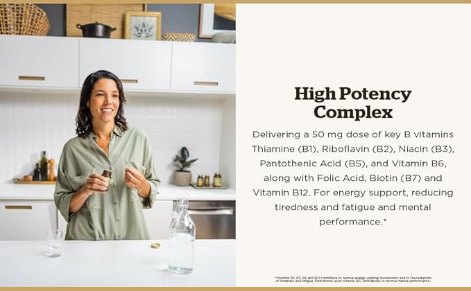 Solgar BComplex “50” Vegetable Capsules Energy Metabolism Cardiovascular Support Nervous System Support NonGMO Vegan Gluten Free Dairy Free Kosher Halal Servings, Standard Packagaing, 100 Count