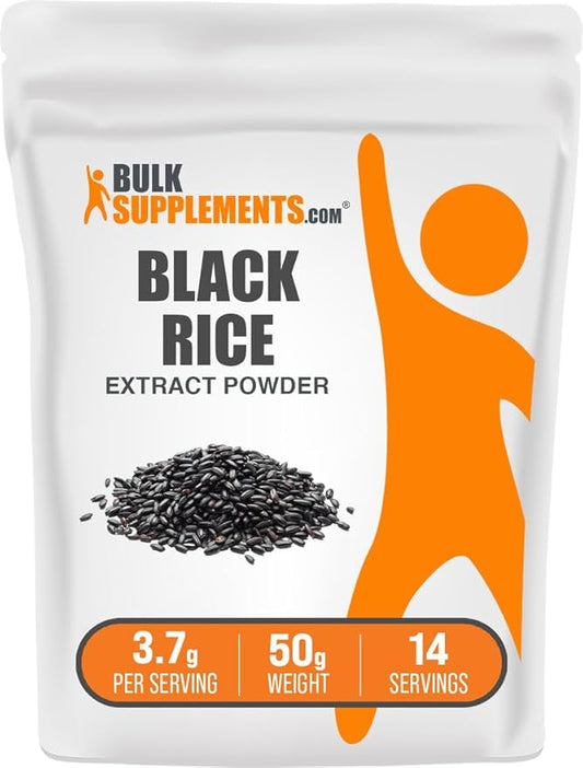 BulkSupplements.com Black Rice Extract Powder - Black Rice Supplement, Black Rice Powder - Gluten Free Supplement, 3700mg per Serving, 50g (1.8 oz) (Pack of 1)