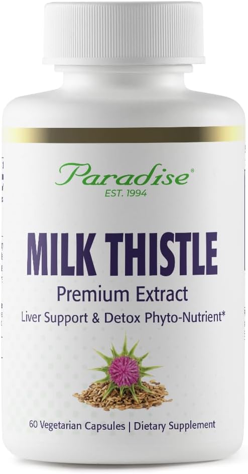 Paradise Herbs Milk Thistle, Active Whole Spectrum Extract, Vegan, Non GMO, Gluten Free, 60 Vegetarian Capsules