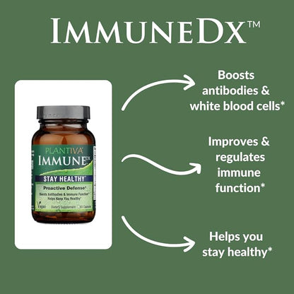 ImmuneDx Healthy Immune Boost Daily Herbal Supplement, Natural Resistance, Whole Body Defense with Echinacea & Ginseng - Vegan - 60 Capsules