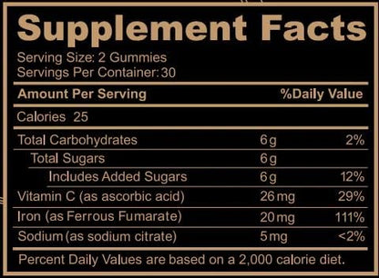 Black Girl Vitamins - Iron Gummies (20 mg), Supports Iron Deficiency & Anemia, Gluten-Free, Gelatin Free, Made in The USA (Grape, 60 Count) 30 Day Supply