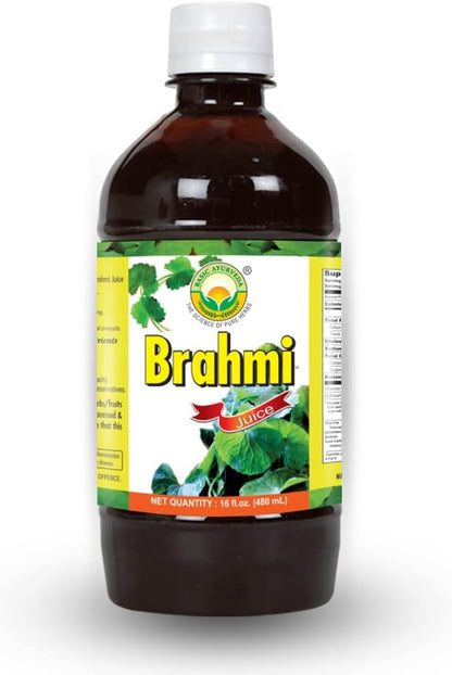 BASIC AYURVEDA Brahmi Juice | First Press Virgin Herbal Juice | Bacopa Monnieri Extract | Natural Brain & Wellness Support | Non-GMO, Vegan, No Additives | 16.23 Fl Oz (480ml)