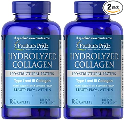 Puritan's Pride Hydrolyzed Collagen 1000 mg-180 Caplets (2 Pack)