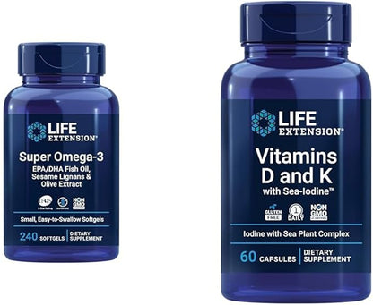 Life Extension Super Omega-3 EPA/DHA Fish Oil & Vitamins D and K with Sea-Iodine