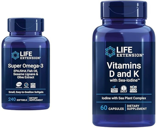 Life Extension Super Omega-3 EPA/DHA Fish Oil & Vitamins D and K with Sea-Iodine