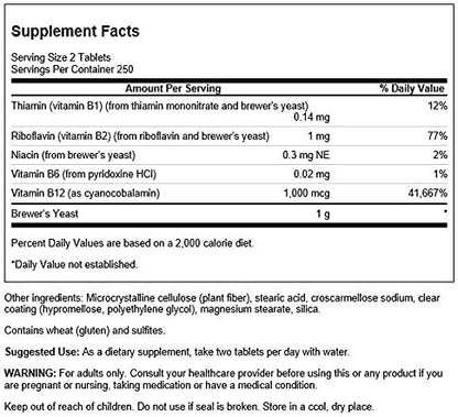Swanson Brewer's Yeast - B Complex Vitamin Formula (500mg, 500 Tablets) (2 Pack)