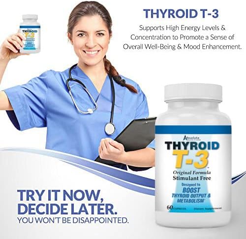 Thyroid T3 Radical Metabolic Support for Women and Men, Energy and Focus, Healthy Thyroid Function, Natural Formula, Non-GMO, No Caffeine, 2 Pack 60 Servings, 120 Capsules