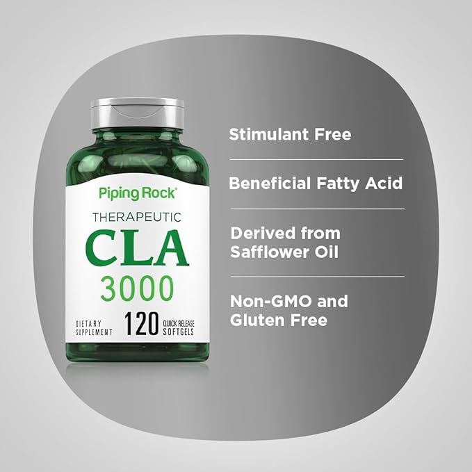 Piping Rock CLA Supplements | 3000mg | Conjugated Linoleic Acid | 120 Softgels | Non-GMO, Gluten Free