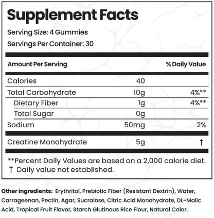 Creatine Monohydrate Gummies 5g, Creatine for Women and Men, (120ct) Vegan, Sugar-Free, Gluten Free. Creatina para Mujeres & Hombres. Preworkout & Post Workout (Watermelon)