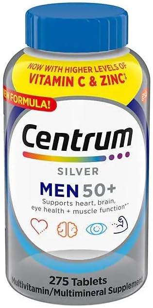Centrums Silver Men 50+ Multivitamin, 275 Tablets Bundle - Adult Multi & Letter Vitamins Herbals & Dietary Supplements for Health