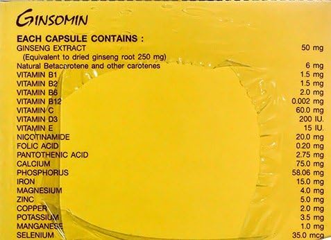 Ginsomin Korean Panax Ginseng Extract Plus Multivitamin and Mineral Dietary Supplement Product (Packing 8x20's) for Fatigue and Stress