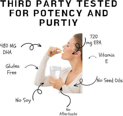 Triple Strength Omega 3 Fish Oil Supplement with 2000 mg, 120 Softgels