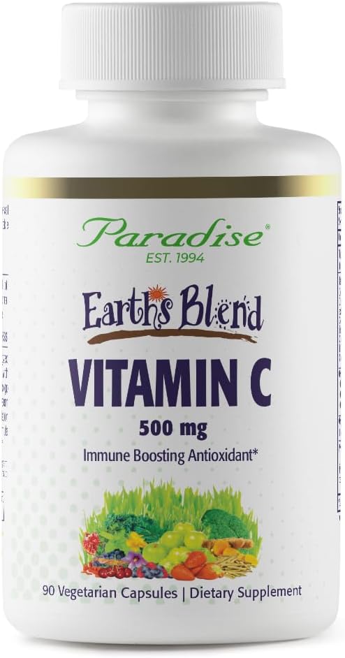 Paradise Herbs Earth's Blend Vitamin C with Nature's C and Adaptogens, Superfoods Base of Probiotics & Organic Alkalizing Greens, 90 Vegetarian Capsules