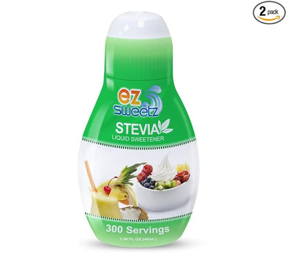 EZ-Sweetz (2-Pack 1.36oz - Liquid De-Bittered Stevia Sweetener 300 Servings/Bottle)