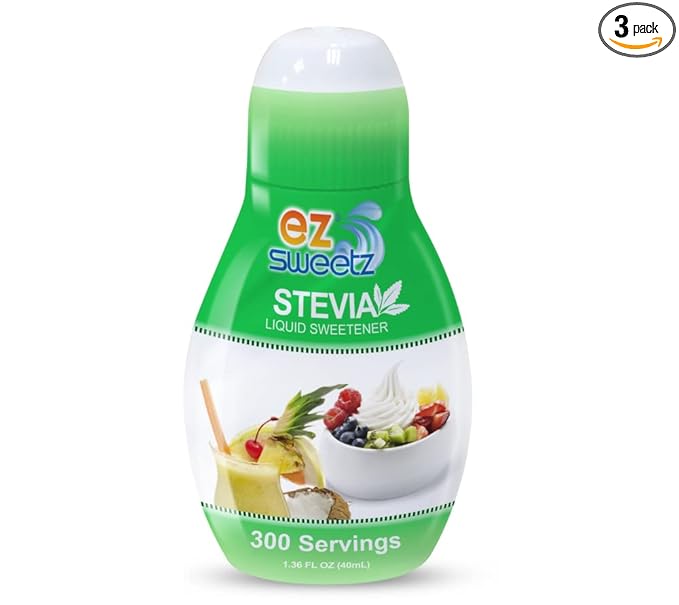 EZ-Sweetz (3-Pack 1.36oz - Liquid De-Bittered Stevia Sweetener 300 Servings/Bottle