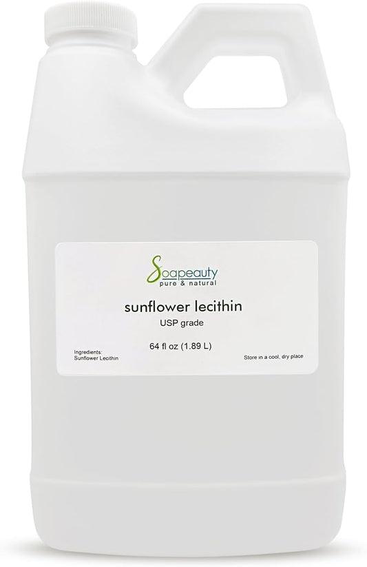SUNFLOWER LECITHIN Liquid Oil | Cold Pressed Unrefined | USP Grade Unbleached 100% Pure Natural Sunflower Lecithin Oil | Skin Moisturizer, Soap Making, Lotion | 64 fl oz