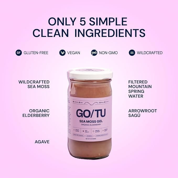 GO/TU Sea Moss Gel – 8oz Elderberry | Pure, Shelf-Stable Superfood | Nature’s Multivitamin