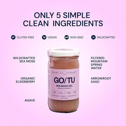 GO/TU Sea Moss Gel – 8oz Elderberry | Pure, Shelf-Stable Superfood | Nature’s Multivitamin