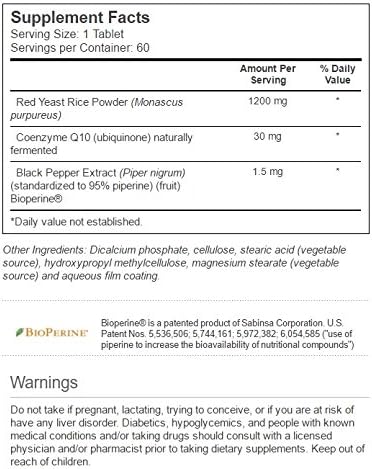 Vitacost Red Yeast Rice 1200 mg with CoQ10 - Extended Release - 60 Tablets