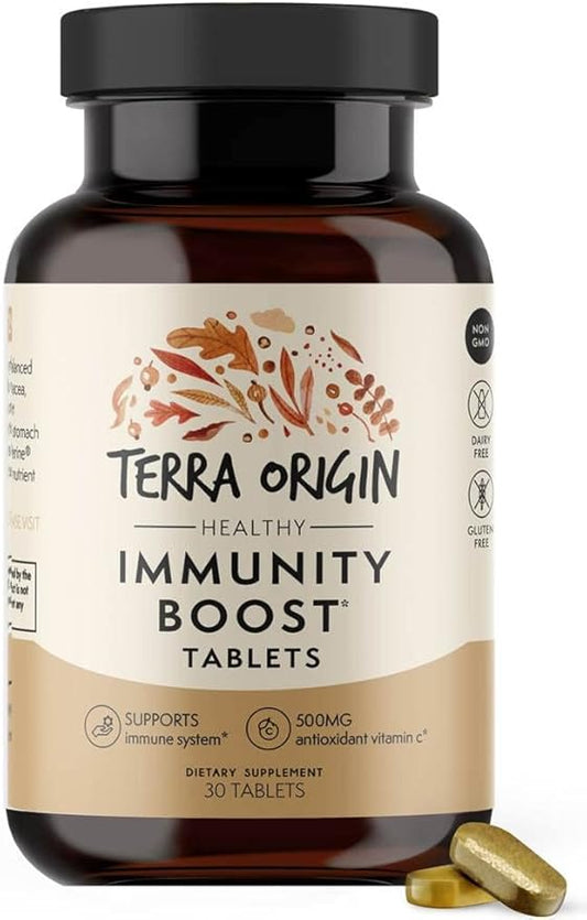 TERRA ORIGIN Immunity Boost Tablets | 9 in 1 Immune Support Supplement for Adults | with Antioxidant Vitamin C | 30 Count