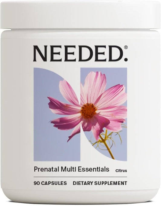 Needed. Multivitamin for Prenatal | Prenatal Multi Essentials Capsule- Pregnancy, Breastfeeding, Postpartum | Expertly-Formulated & Third-Party Tested, Citrus Scent Insert | 30-Day Supply