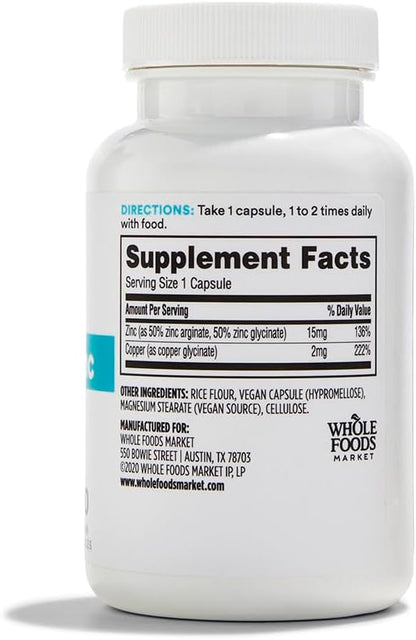 365 by Whole Foods Market, Chelated Zinc plus Copper, 120 Count