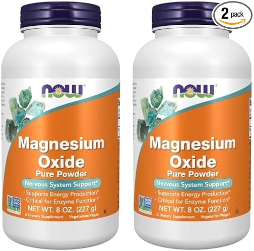 NOW Supplements, Magnesium Oxide, Enzyme Function*, Nervous System Support*, 8-Ounce (Pack of 2)