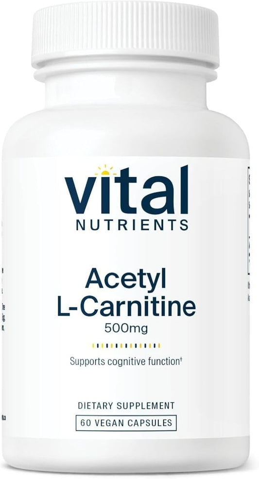 Vital Nutrients Acetyl L-Carnitine 500mg | Brain, Memory, and Cognitive Support Supplement* | Vegan | Gluten, Dairy, Soy Free | Non-GMO | 60 Capsules