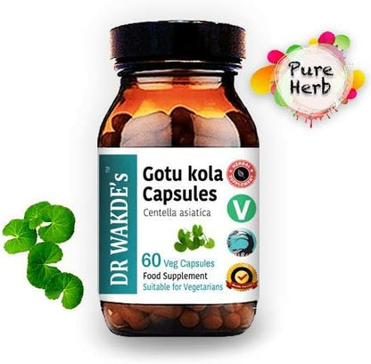 DR WAKDE'S Gotu kola Capsules (Mandukparni, Centella asciatia, 60 Veg Caps, Plant-Based Supplement, Ayurvedic Herb, All Natural, Vegan)