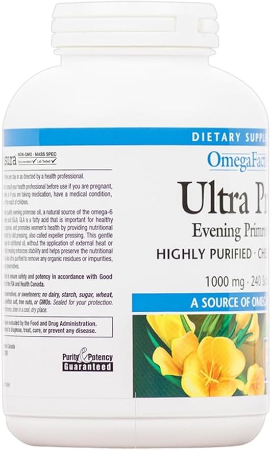 Omega Factors by Natural Factors, Ultra Prim Evening Primrose Oil, Promotes Women's and Immune Health with Omega-6 GLA, 240 softgels (240 servings)