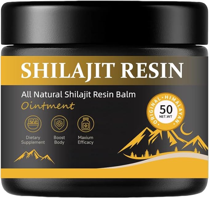 shilajit Resin for Men - Maximum Potency Natural Organic Shilajit Resin in 85+ Trace Minerals, Gold Grade Himalayan Pure Shiljait for Energy,Immune Support, 50 Grams Pack of 2 (6 Months Supply)