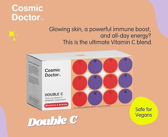 Double C 1500mg Vitamin C Supplement, Blueberry & Acerola, 30 Packets/Box