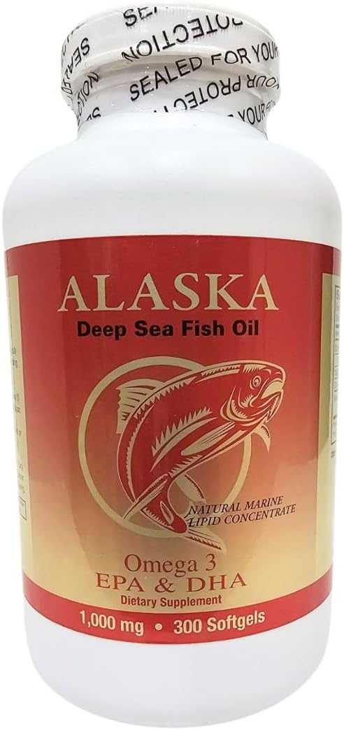 Alaska Deep Sea Fish Oil Omega-3 EPA DHA 1000 mg 300 Softgels