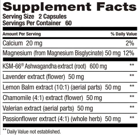 Weider Melatonin Free Sleep Aid Supplement with KSM-66 Ashwagandha, Magnesium, Lavender, Lemon Balm, Chamomile, Valerian and Passionflower Extracts, Hormone & Drug- Free, Non-Habit Forming, 120ct