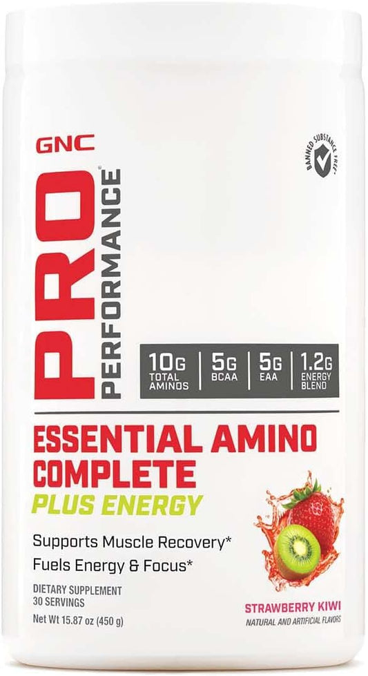 GNC Pro Performance Essential Amino Complete Plus Energy, Strawberry Kiwi, 15.9 oz., Supports Muscle Recovery