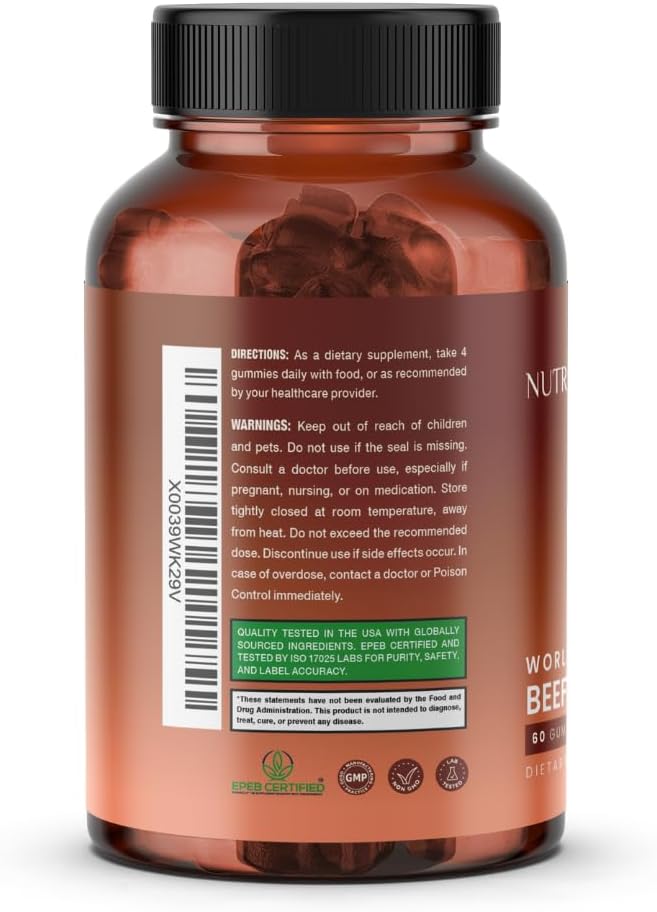 Nutriissa Beef Organ Gummies – Grass-Fed Organ Blend for Nutrient-Rich Support – Liver, Heart, Kidney, Pancreas & Spleen – EPEB Certified – 60 Lemon Flavored Gummies
