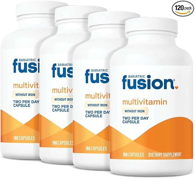 Bariatric Fusion Bariatric Multivitamin Without Iron | Post Bariatric Surgery Patients | Iron Free Bariatric Vitamin for Gastric Bypass and Sleeve Gastrectomy | Capsules | 1 Year Supply