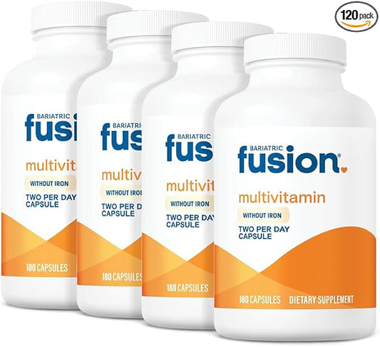 Bariatric Fusion Bariatric Multivitamin Without Iron | Post Bariatric Surgery Patients | Iron Free Bariatric Vitamin for Gastric Bypass and Sleeve Gastrectomy | Capsules | 1 Year Supply