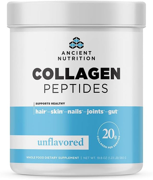 Ancient Nutrition Collagen Peptides, Collagen Peptides Powder, Unflavored Hydrolyzed Collagen, Supports Healthy Skin, Joints, Gut, Keto and Paleo Friendly, 28 Servings, 20g Collagen per Serving