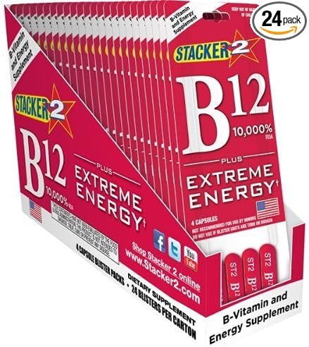 B12 Extreme Energy + Stacker 2 10,000% RDA - (24) Four Count Blister Pks by Stacker