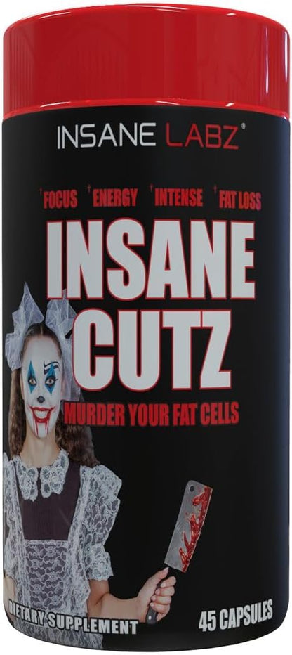 Insane Labz Insane Cutz Intense Fat Burner for Men and Women, Thermogenic Weight Loss Supplement with Dandelion Root Extract Fueled by AMPiberry, Appetite Suppressant - 45 Daily Srvgs (45 Capsules)