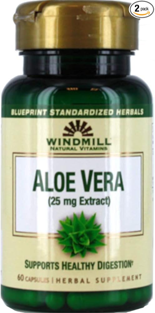 Windmill Natural Vitamins Aloe Vera (25mg Extract) 60 Capsules (Pack of 2)