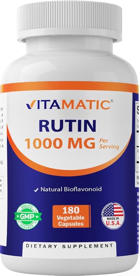 Vitamatic Rutin 1000mg Supplement, 90 Servings, Bioflavonoid, Free Radical Scavenger, Non-GMO, Gluten Free, Vegetarian