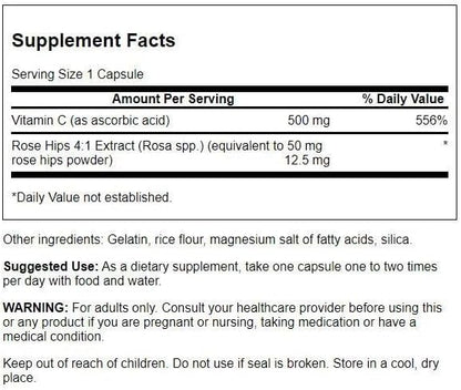 Swanson Vitamin C with Rose HIPS 500 Milligrams 400 Capsules