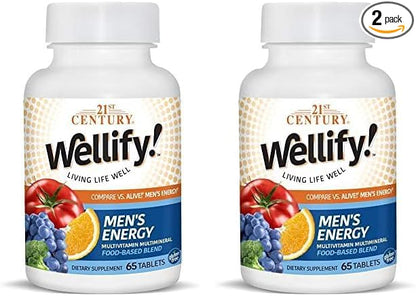 21st Century Wellify Men's Energy Multivitamins with Minerals, 65 Count (Pack of 2)